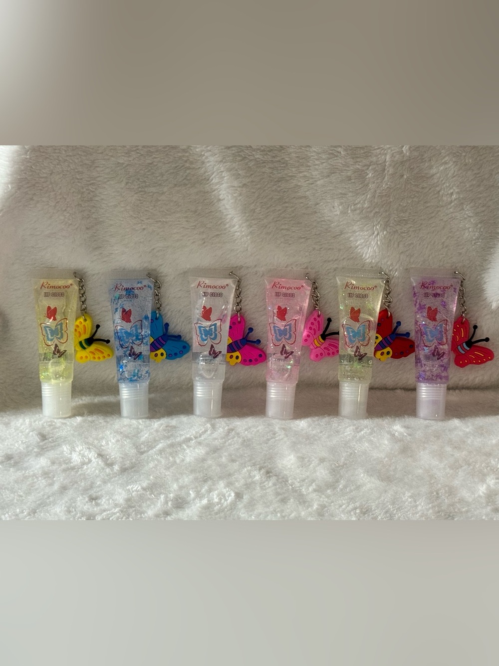 Rimocoo Butterfly Lip Gloss Set — Blue, Clear, Pink, Green, Yellow and Purple